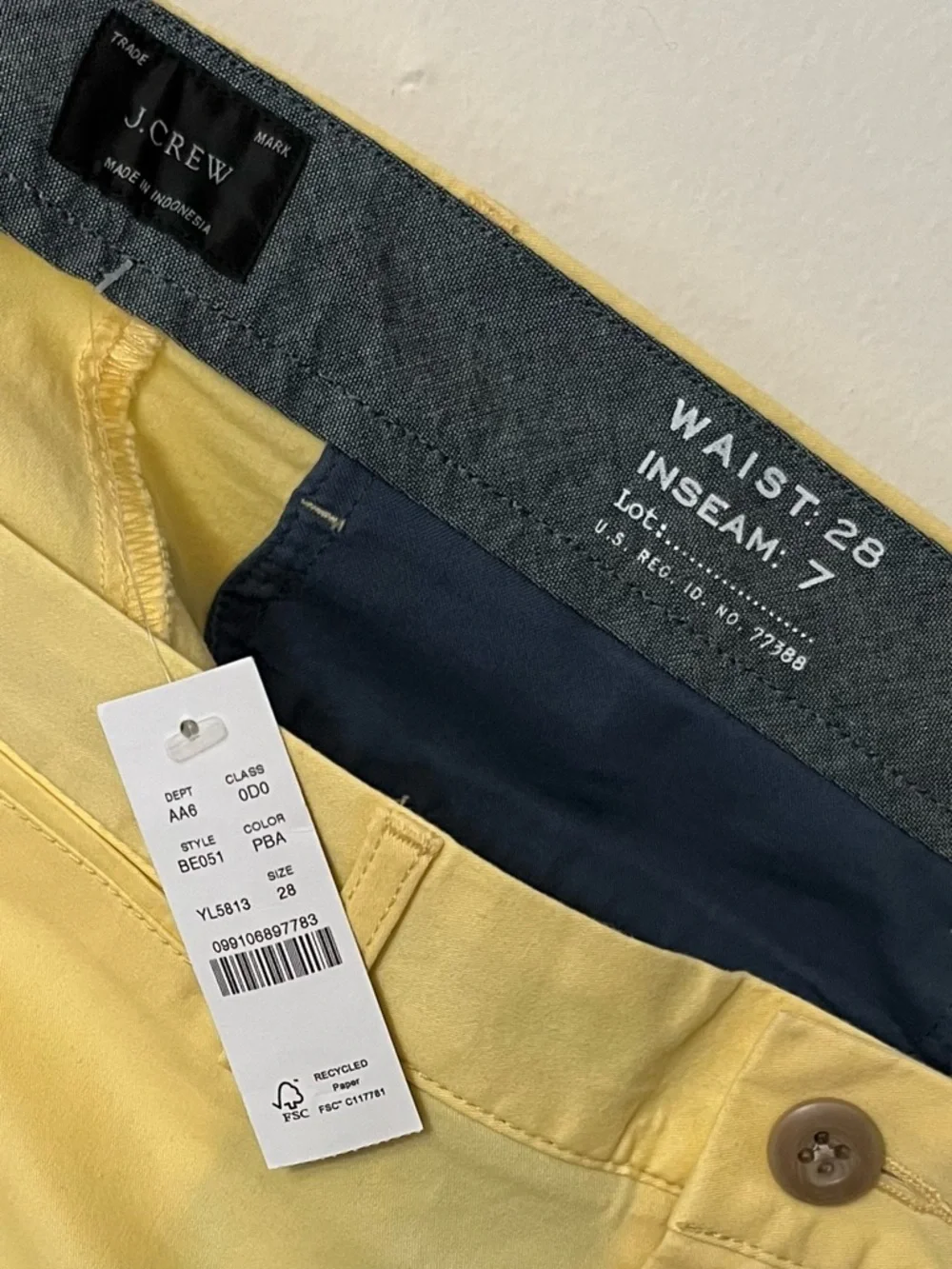 J. Crew • 28 • Flat Front 7” Inseam Cotton Chino Shorts Yellow
